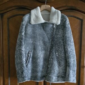 Sandro Cream Faux Shearling Jacket